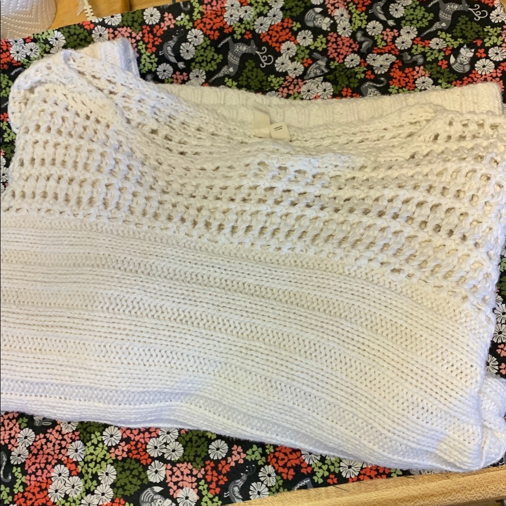 Elegant Anthropologie X Moth Chatwin Cream Chunky Cable Knit Women's Sweater - Picture 5 of 13